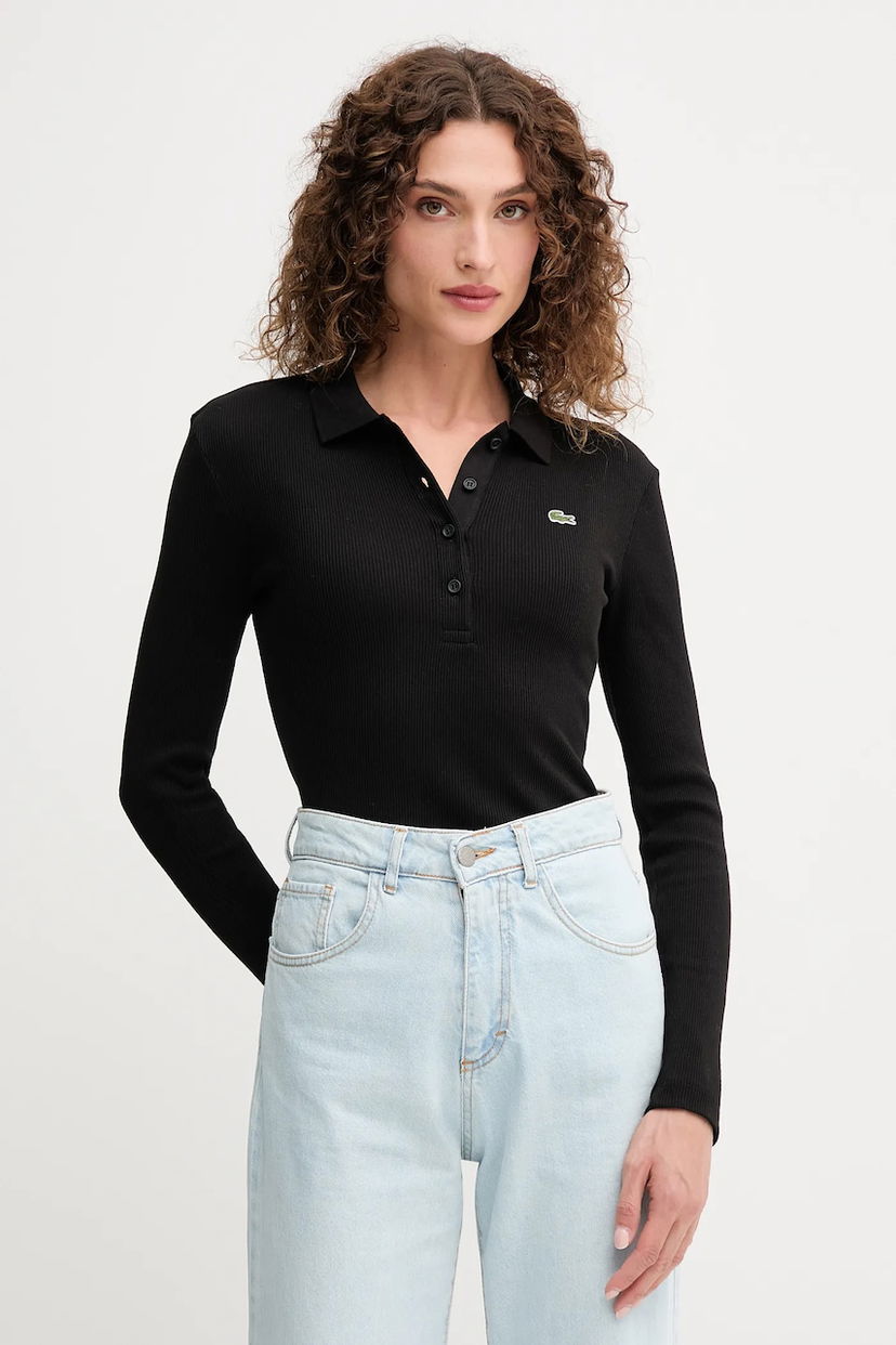Сорочка поло Lacoste Lacoste Long Sleeve Polo Shirt чорний | DF5281