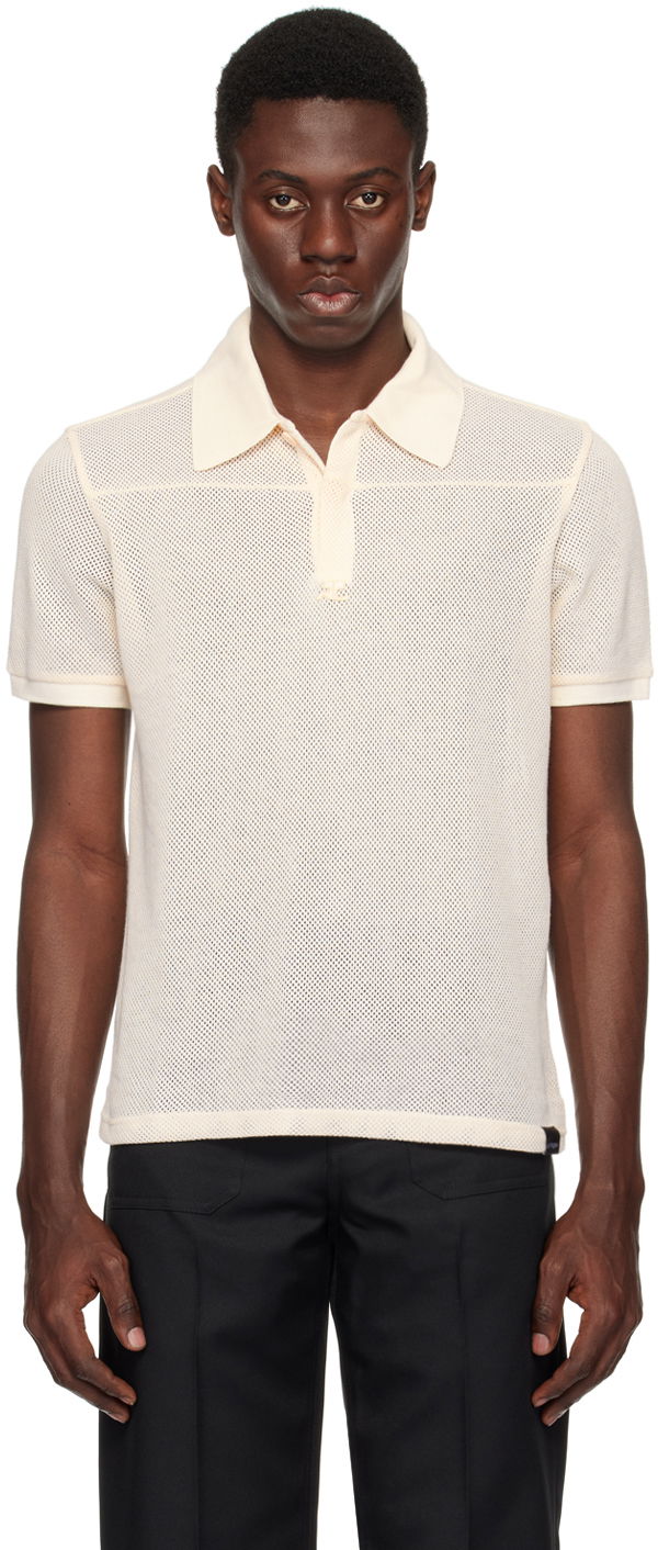 Сорочка поло Courrèges Mesh Knit Polo бежевий | 124JPO025JS0069