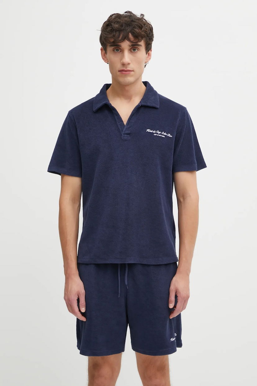 Сорочка поло Sporty & Rich Eden Script Terry Polo Shirt темно-синій | TO03260673BL106