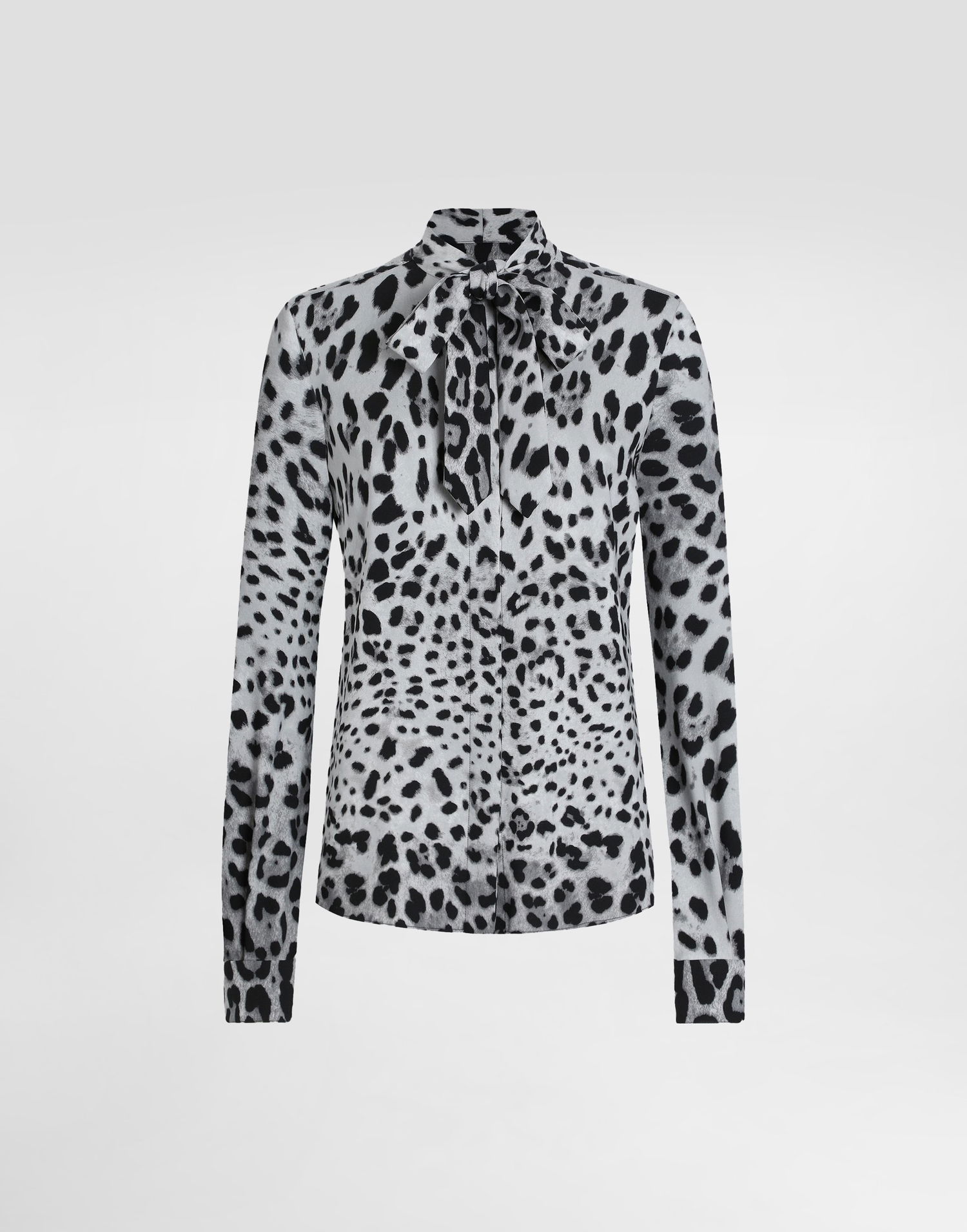Сорочка Dolce & Gabbana Leopard Charmeuse With Bow білий | F5T19TFSADDHI13N, 0