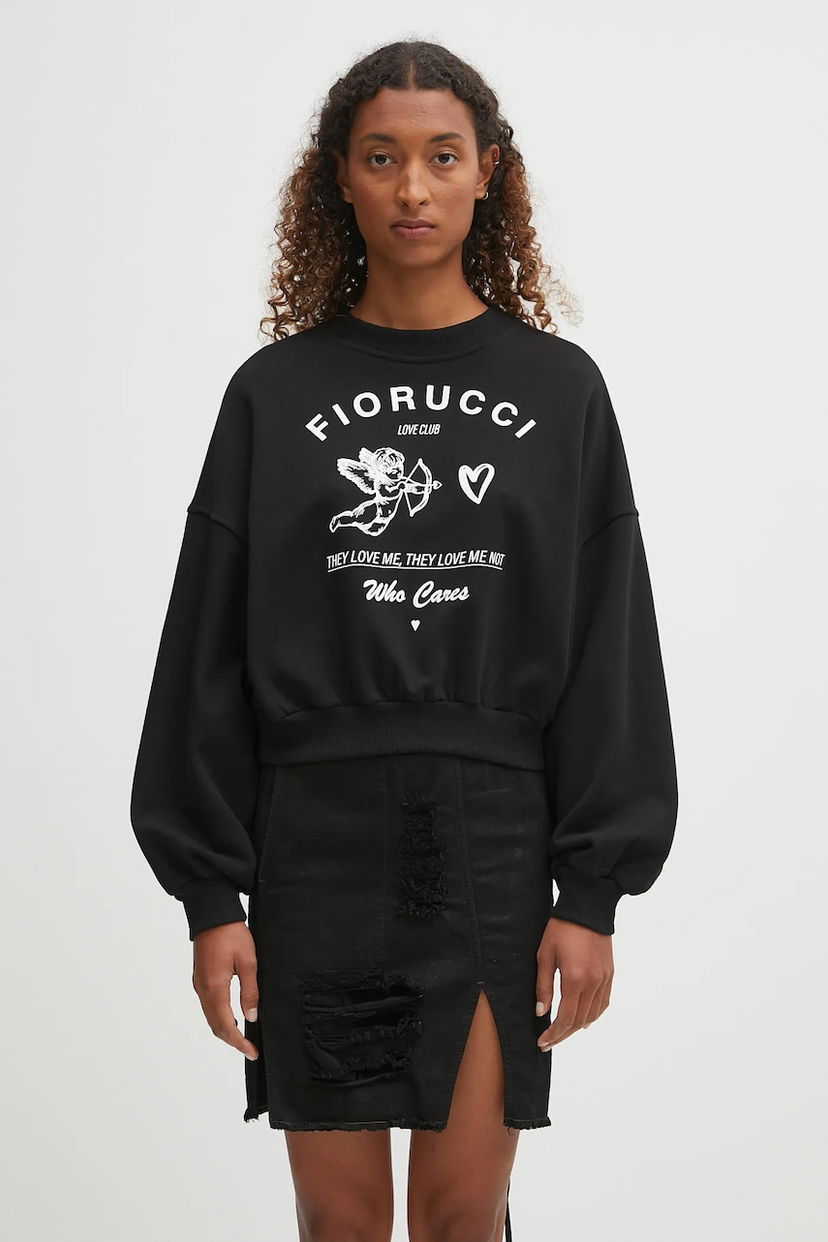 Світшоти Fiorucci Fiorucci Cupid Love Club Print Cropped Sweatshirt чорний | W02FPSCR269CJ05BK01