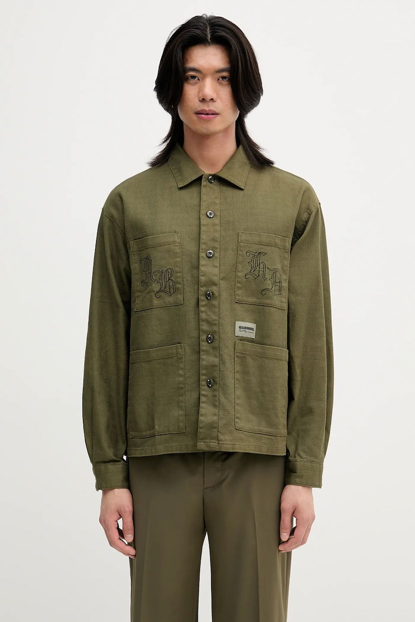 Сорочка Neighborhood NEIGHBORHOOD EMBROIDERY Relaxed Fit Linen Blend Shirt Зелений | 251AQNH.SHM03