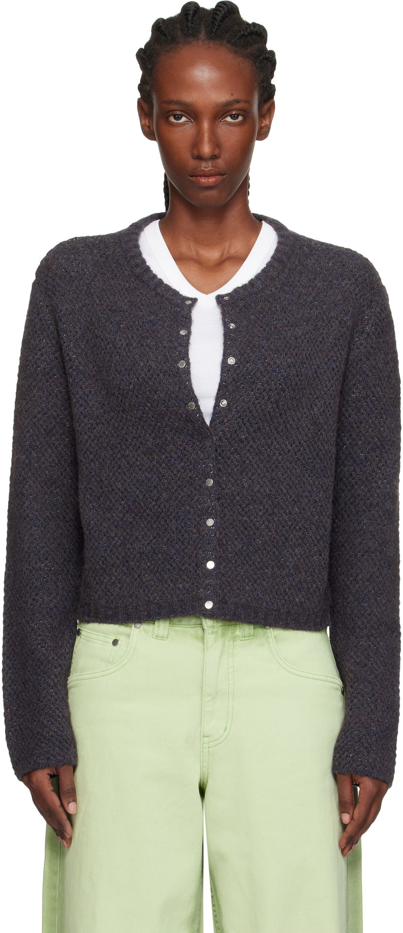 Cветр Eckhaus Latta Eckhaus Latta Yak Snap Cardigan темно-синій | 8257-EL-PF25-M -
