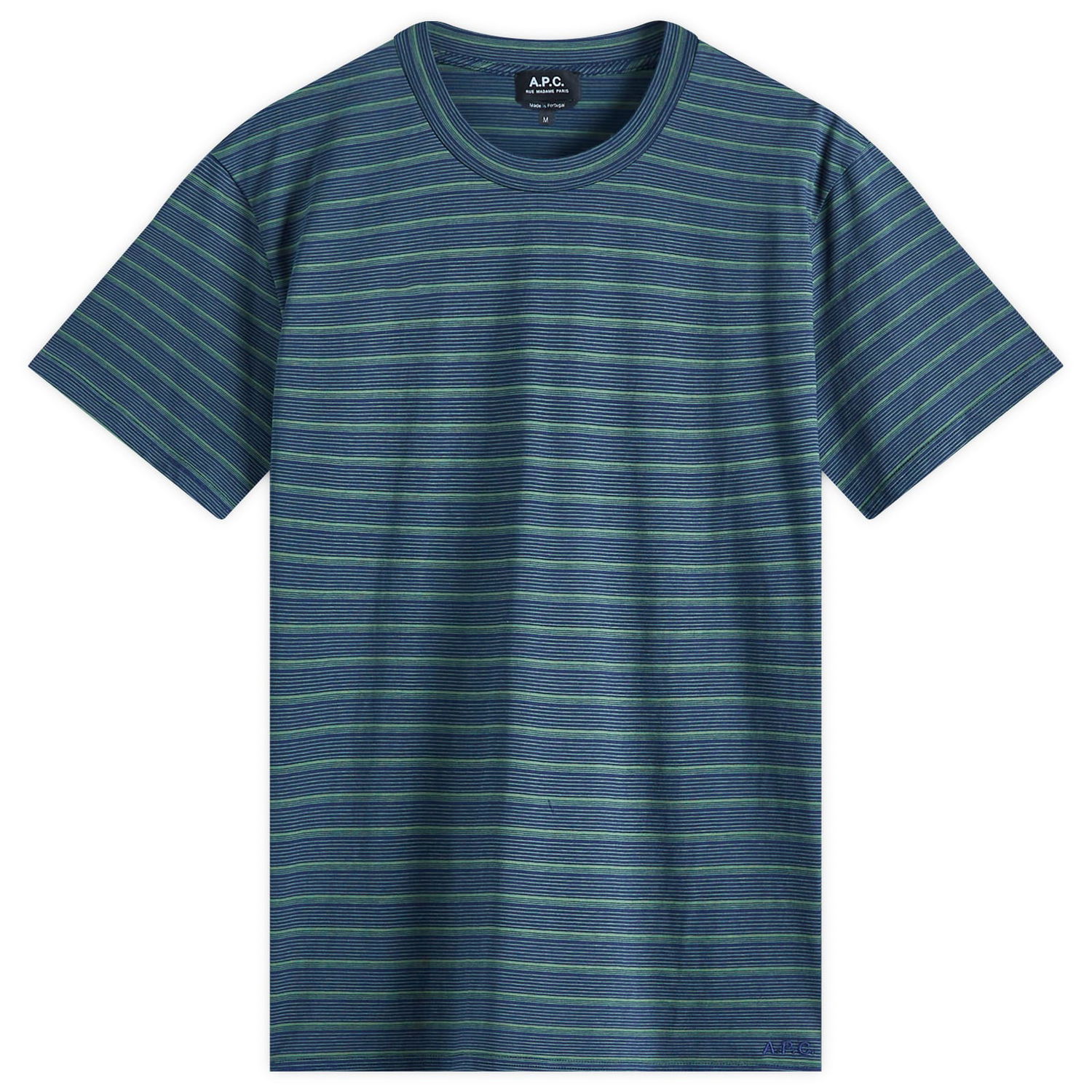 Футболка A.P.C. A.P.C. Men's Aymeric Stripe Tee Синій | COHGX-H26132-IAK, 0