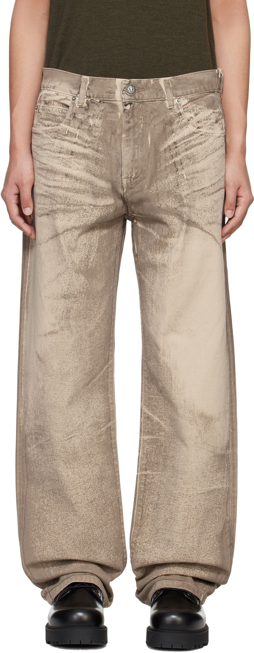 Джинси Balmain Balmain Loose-Fit Jeans бежевий | EH1ML155DF57