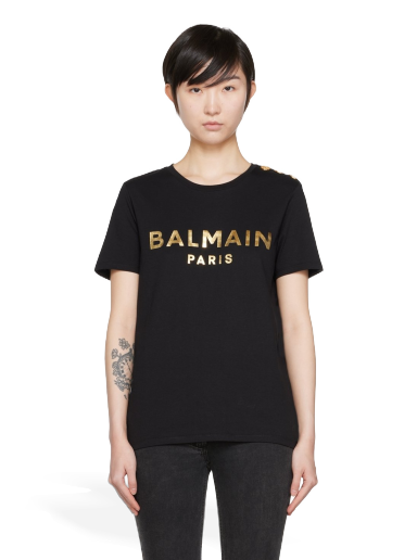 Футболка Balmain Organic Cotton T-Shirt чорний | YF1EF005BB28