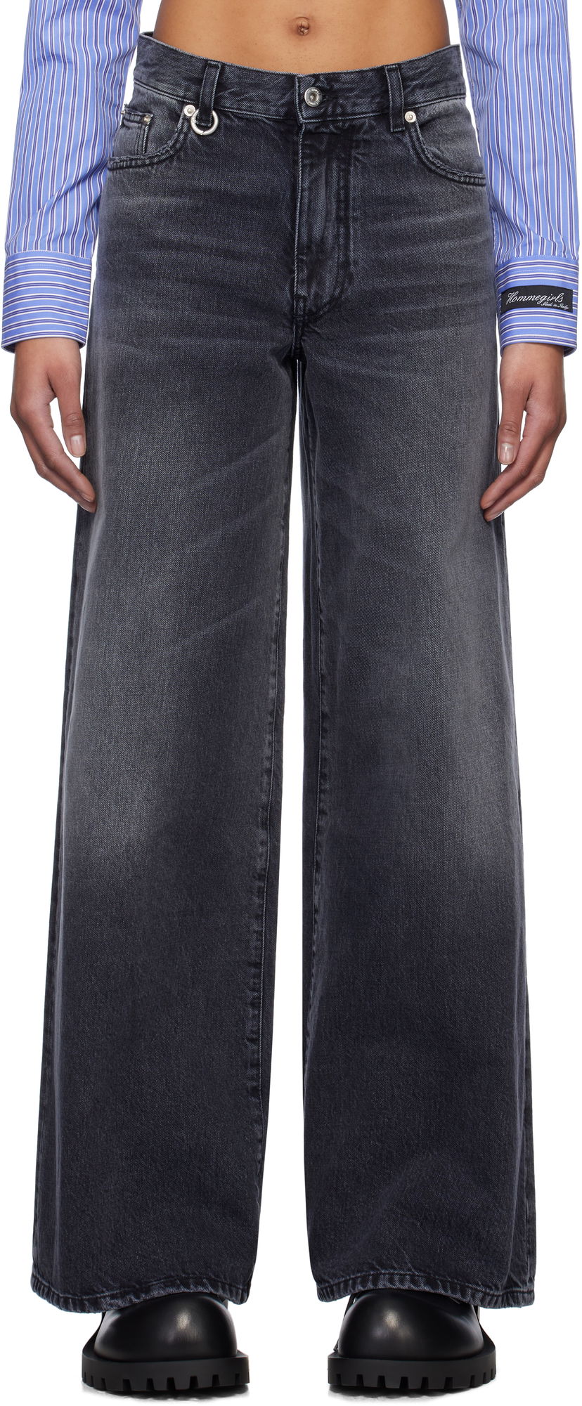 Джинси We11done We11done Oversized Washed Jeans чорний | WD-DP0-25-396-W-BK