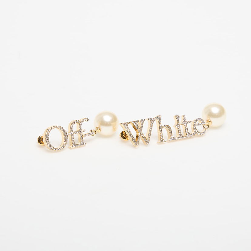 Сережки Off-White Off-White Logo Earrings with Pearls and Rhinestones Металік | OWOD298C99MET0017601