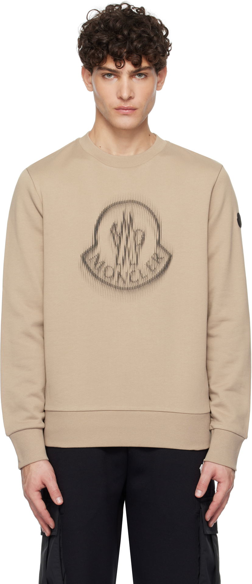 Світшоти Moncler Terry Sweatshirt With Logo Print бежевий | K10918G00007809KR