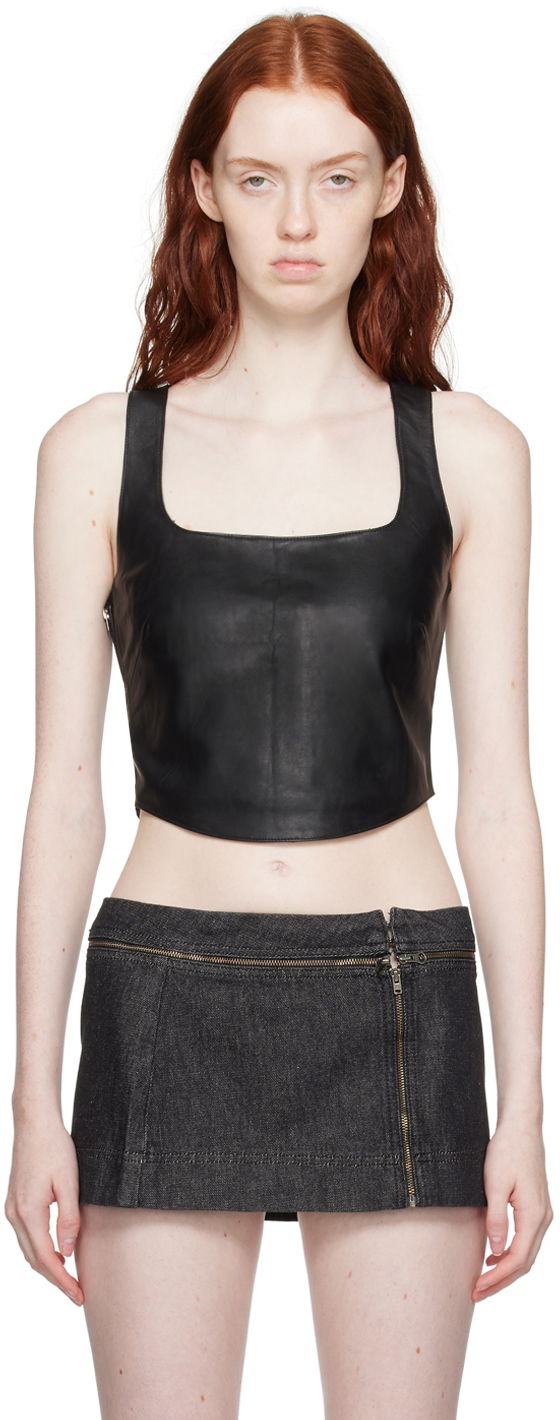 Безрукавка Miaou Miaou Zola Leather Tank Top чорний | 7102RLBLK