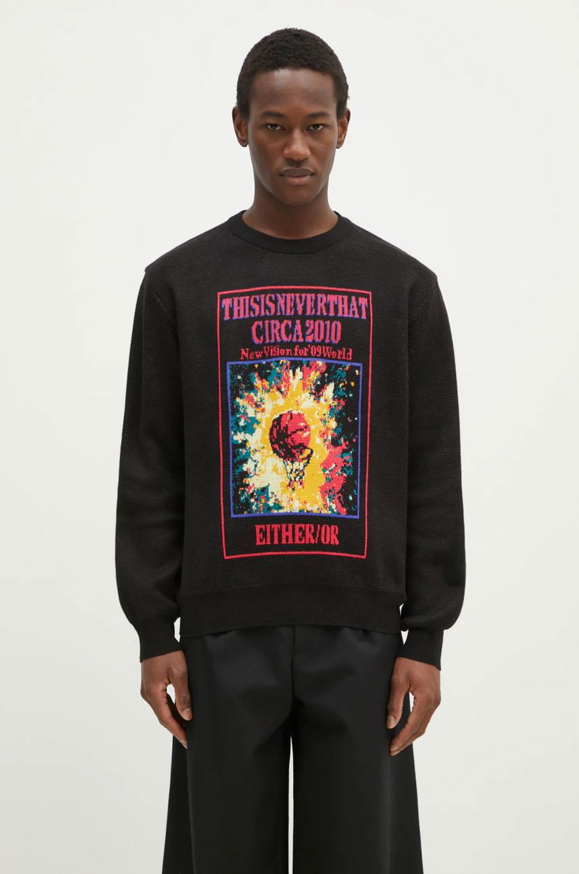 Cветр thisisneverthat thisisneverthat Basketball Hoop Knit Sweater чорний | TN243KKNPK04