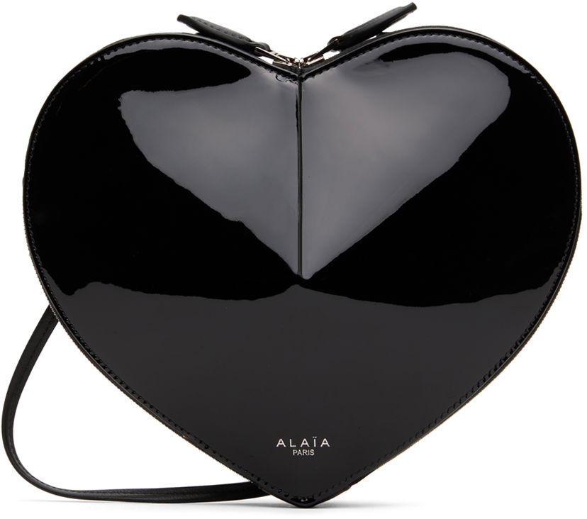 Сумка Alaïa Heart Shaped Patent Leather Crossbody Bag чорний | AA1P003CA189