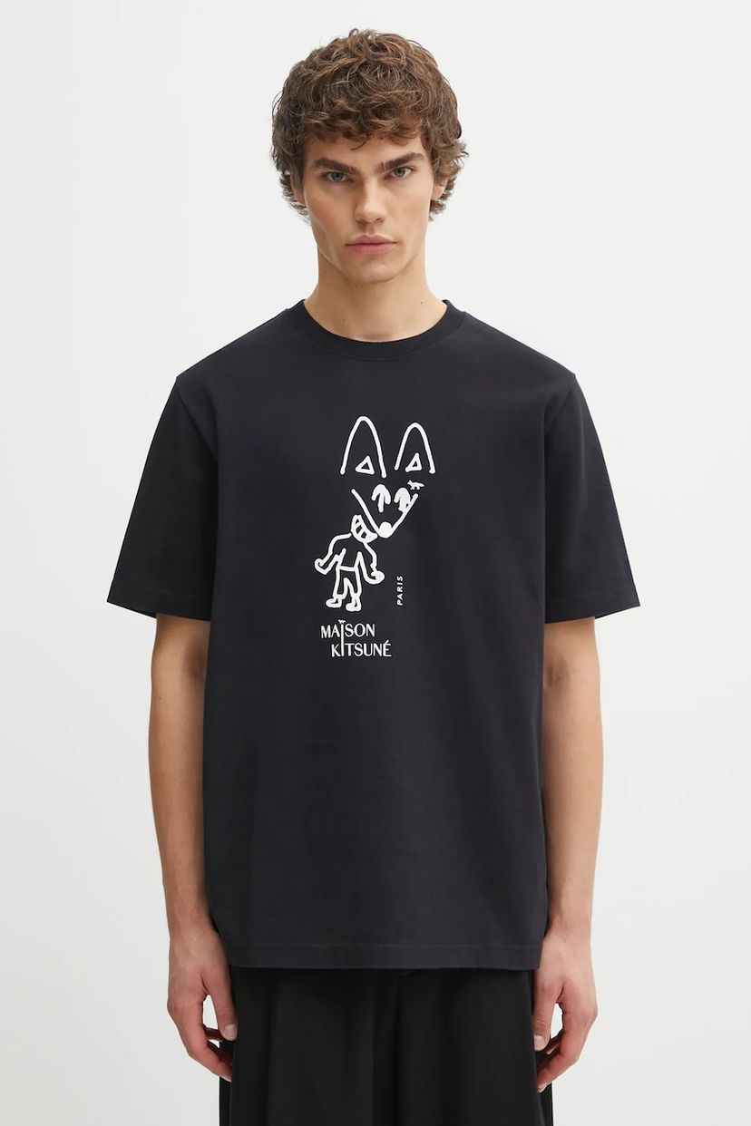 Футболка MAISON KITSUNÉ Party Fox Comfort Graphic T-Shirt чорний | PM00116KJ7025