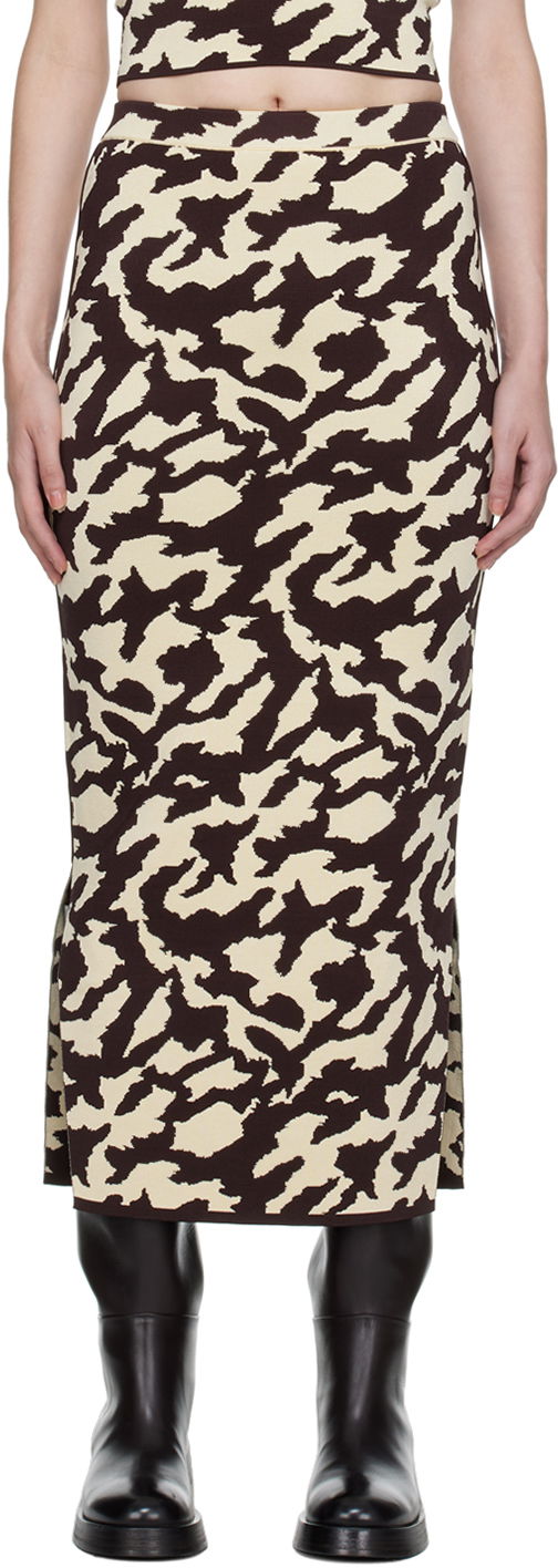 Спідниця Nanushka Abstract Print Midi Skirt Коричневий | NW22PFSK00577