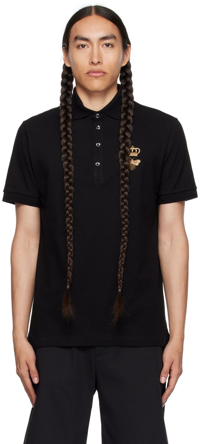 Сорочка поло Dolce & Gabbana Black Embroidered Polo чорний | G8LZ1ZG7WUR