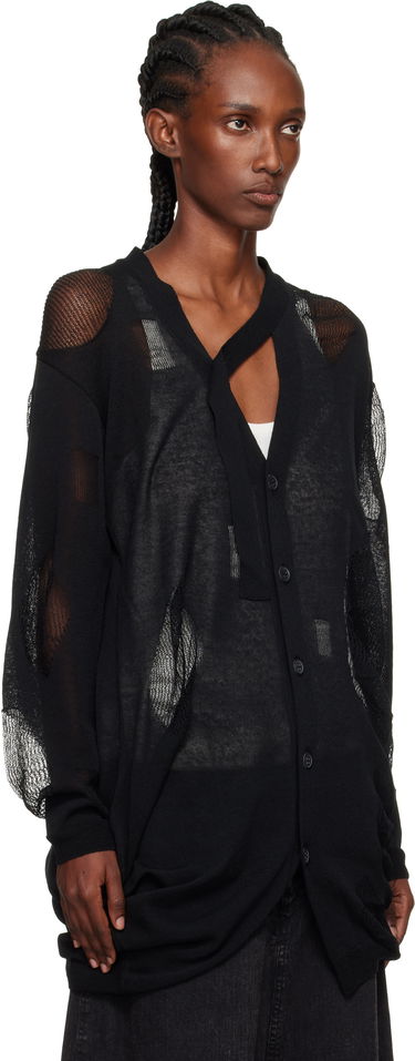 Cветр Yohji Yamamoto YOHJI YAMAMOTO Plain Stitch & Pattern Draped Cardigan чорний | FP-K12-982, 1