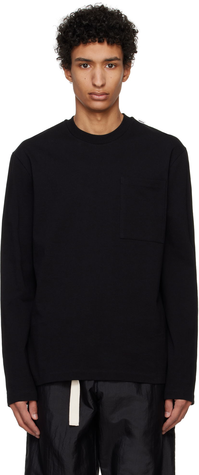 Cветр Jil Sander Jil Sander Logo Flag Pocket Long Sleeve T-Shirt чорний | J22GC0196_J20256