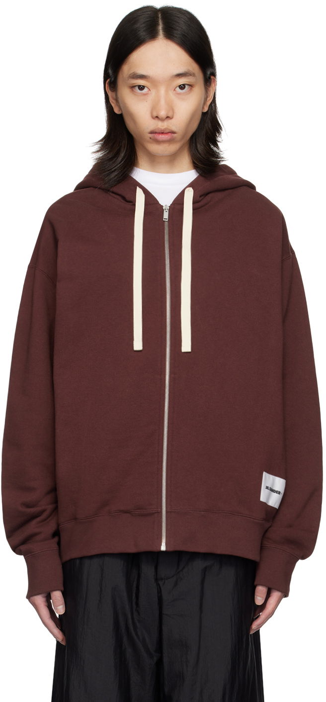 Світшоти Jil Sander Jil Sander Logo Patch Zip Hoodie Коричневий | J47HG0101_J20039