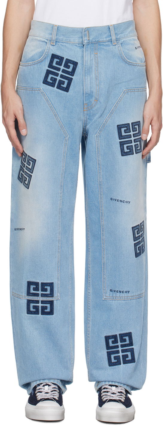 Джинси Givenchy Givenchy Embroidered Carpenter Jeans Синій | BM51A45Y5V