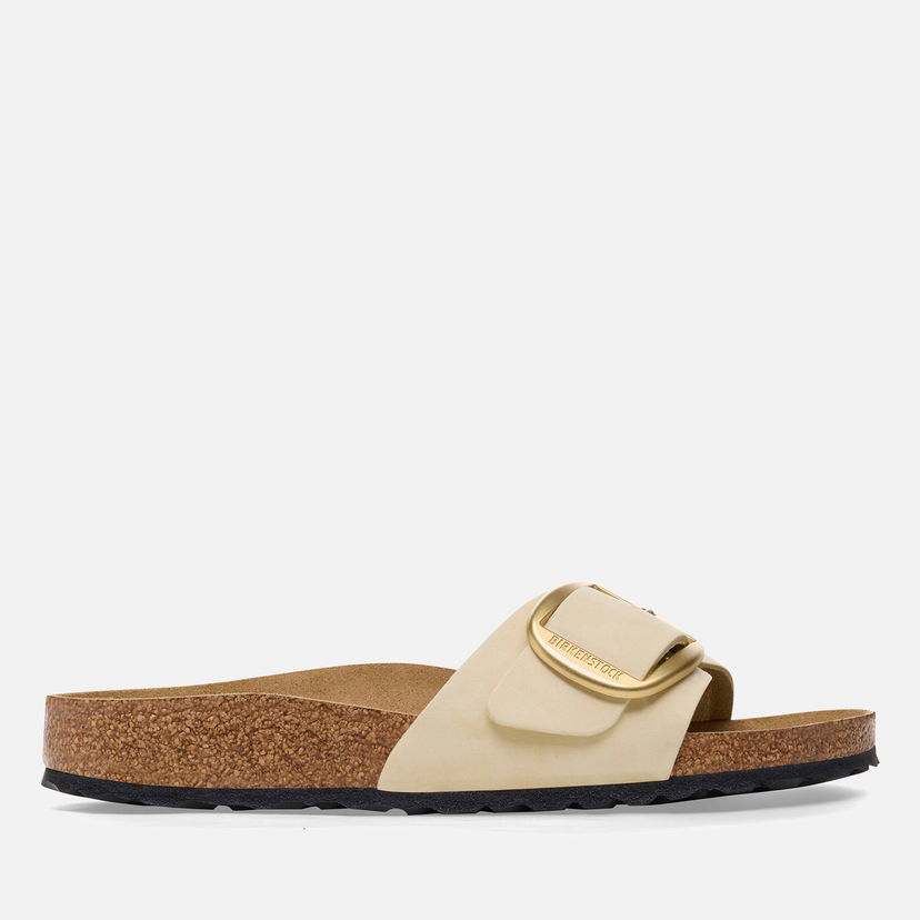 Кросівки та взуття Birkenstock Madrid Big Buckle Slim Fit Nubuck Single Strap Sandals - Ecru бежевий | 1026604
