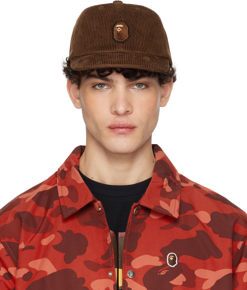 Кепка BAPE Corduroy Cap With Logo Patch Коричневий | 001CPK801004M