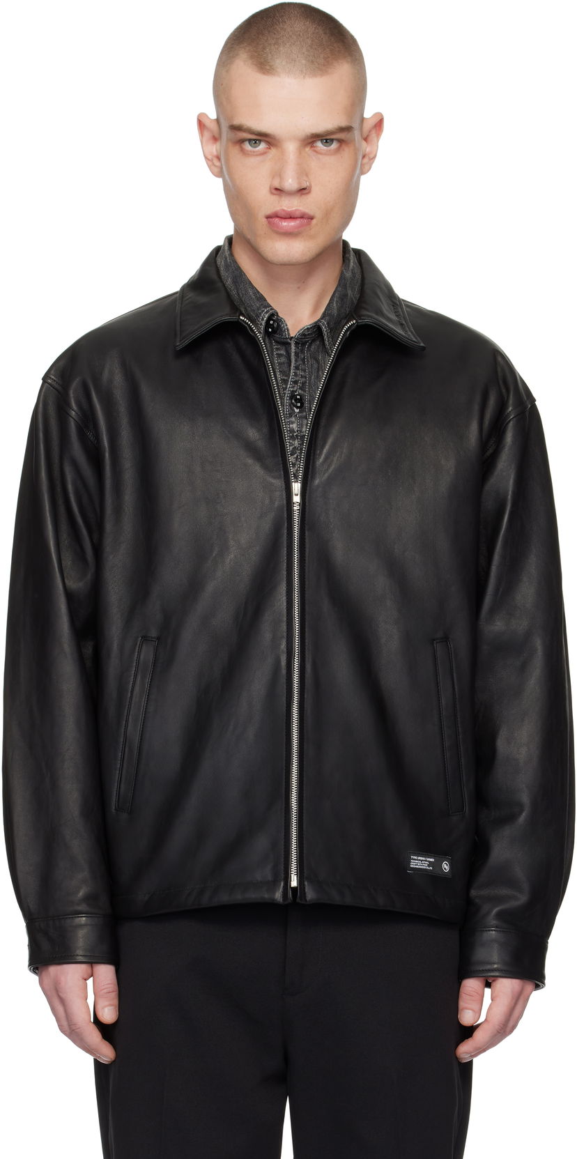 Куртка Neighborhood Zip Work Leather Jacket чорний | 242SZNH-JKM01