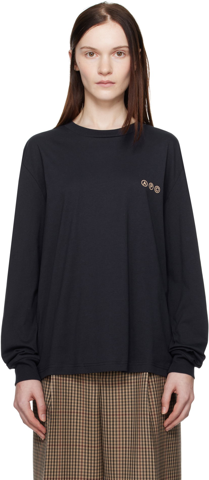 Футболка A.P.C. Long Sleeve Adresse T-Shirt темно-синій | COHBM-M26438