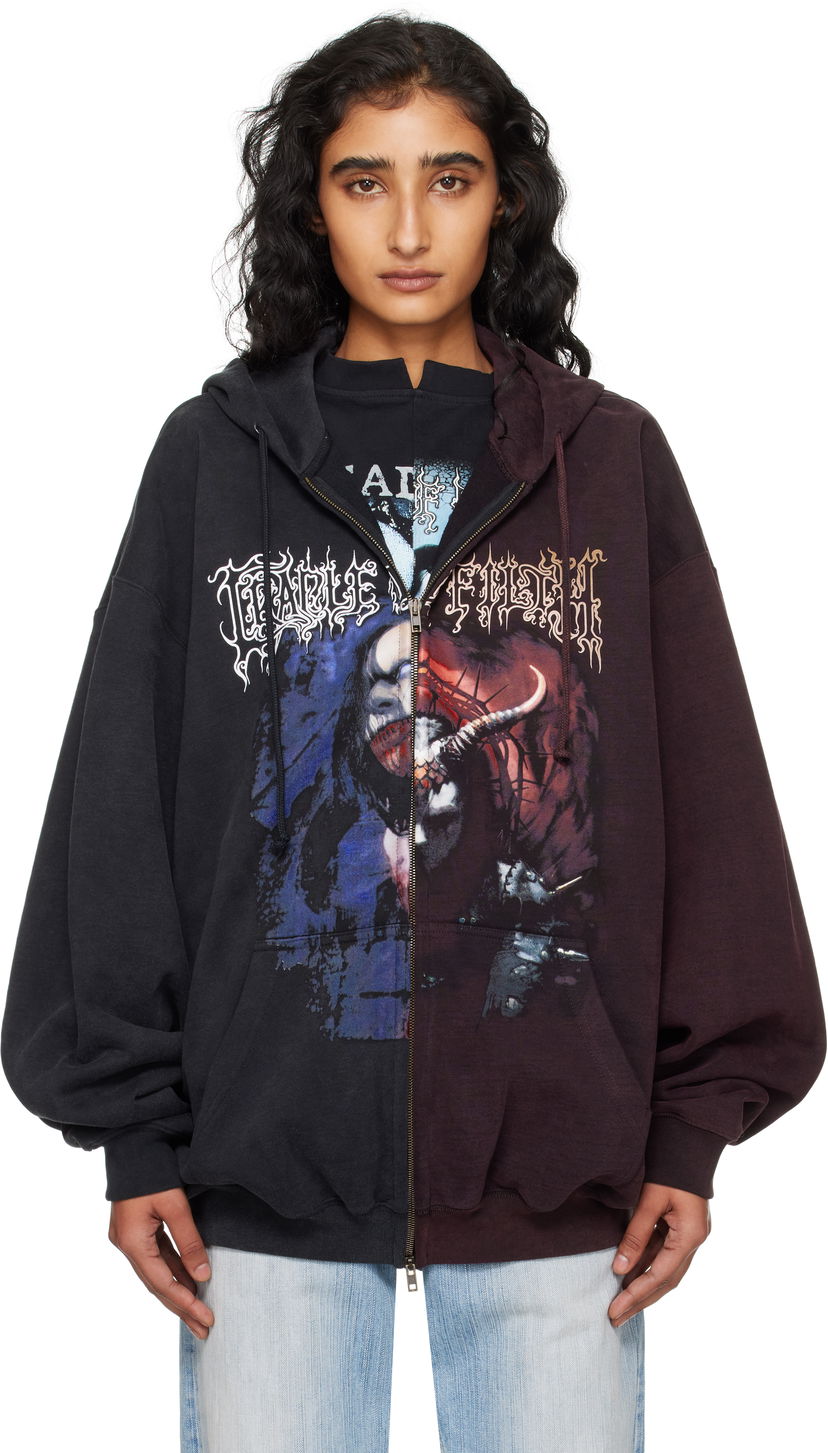 Світшоти VETEMENTS Vetements Cradle of Filth Oversized Zip-Up Hoodie чорний | UCF76ZU900BR