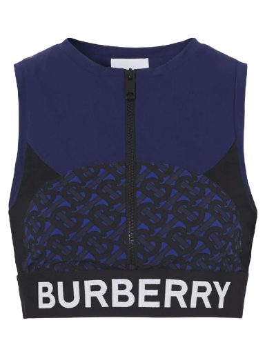 Кроп-топи Burberry Tb Monogram Print Zipped Crop Top темно-синій | 8047656