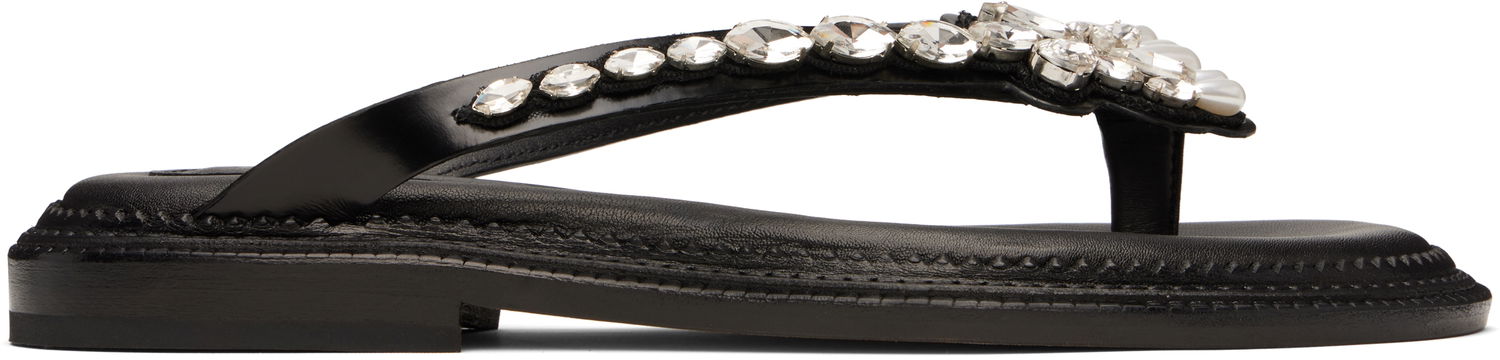 Кросівки та взуття Simone Rocha Simone Rocha Embellished Flower Flip-Flops чорний | SLD54B 0740, 0