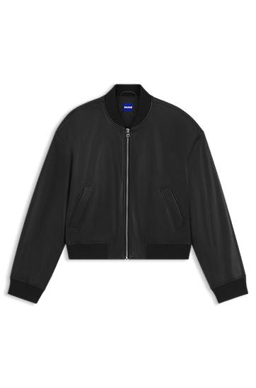 Куртка бомбер BOSS Cropped Faux Leather Bomber Jacket чорний | 50542178