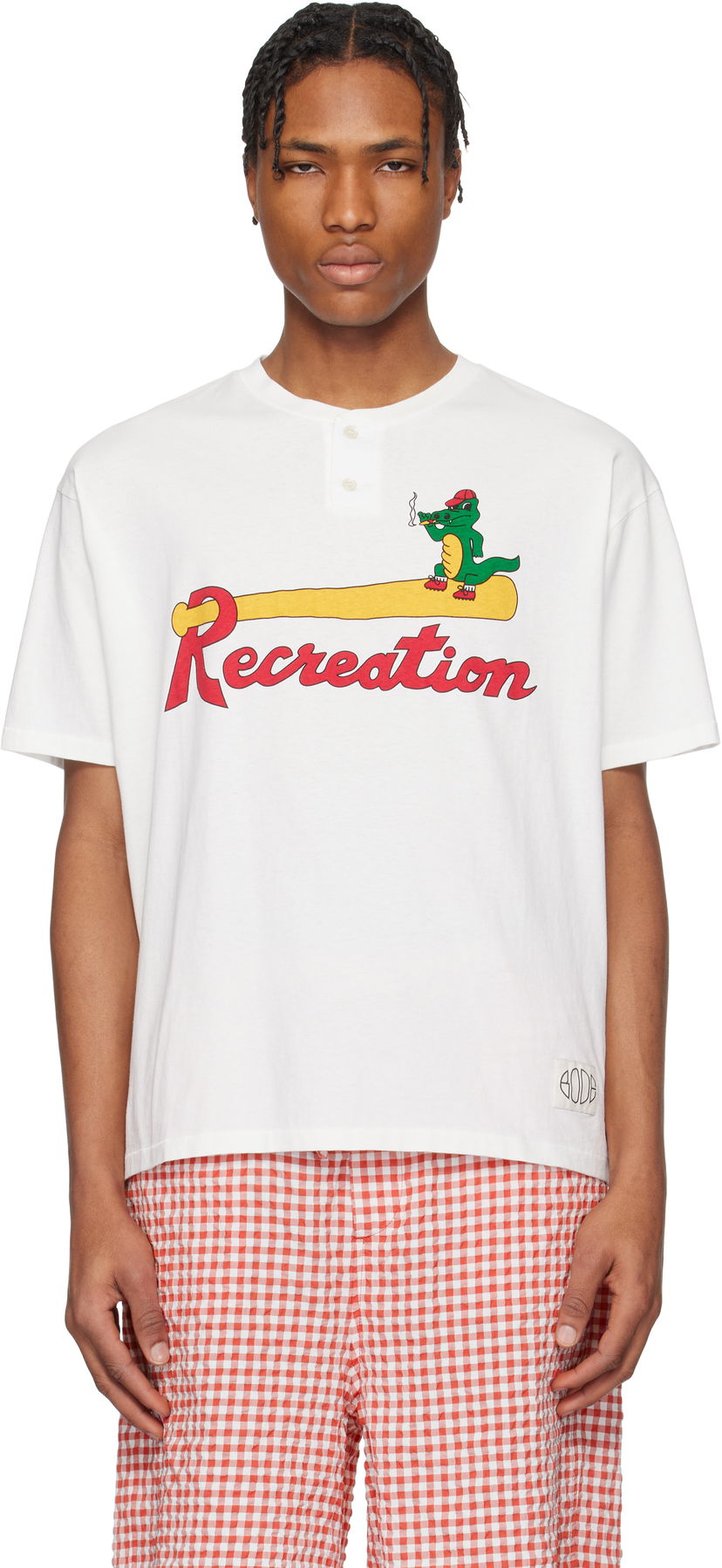 Футболка Bode Bode Reptile Rec Henley T-Shirt білий | MRS25CS029