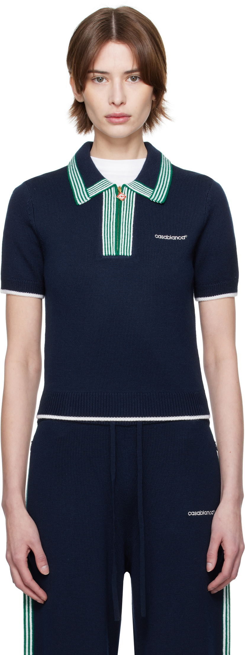 Cветр Casablanca Casablanca Knit Tennis Polo темно-синій | WPS25-KW-856-02