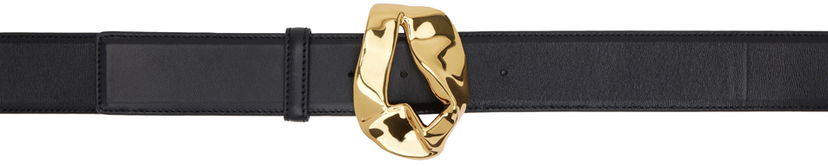 Ремені Bottega Veneta Bottega Veneta Abstract Buckle Leather Belt чорний | 776343 VCP31