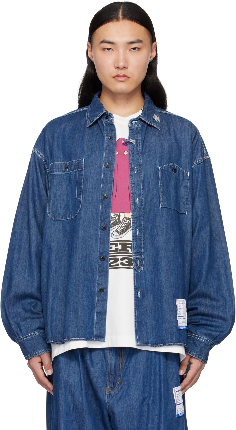 Сорочка Maison MIHARA YASUHIRO Maison MIHARA YASUHIRO Cotton Tencel Long-Sleeve Denim Shirt Синій | I12SH002
