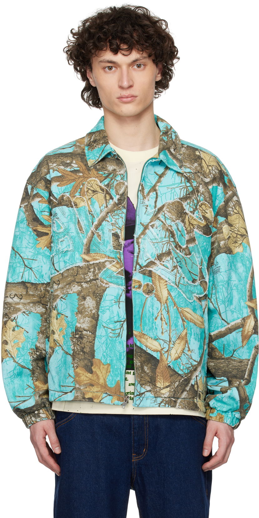 Вітровка Awake NY Awake NY Frayed Script Coach Jacket Бірюзовий | AWK-SP25-OT004