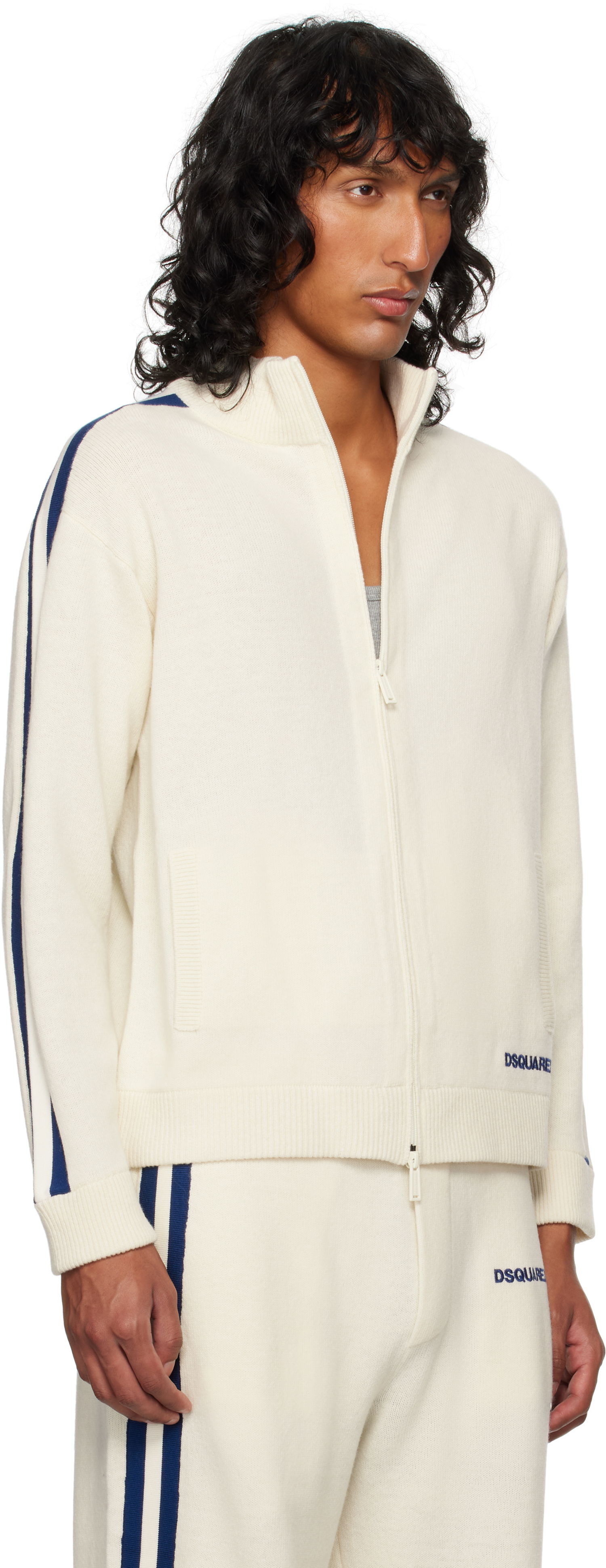 Cветр DSQUARED2 Dsquared2 Zip-Up Knit Sweater білий | S74HA1437_D13051, 1
