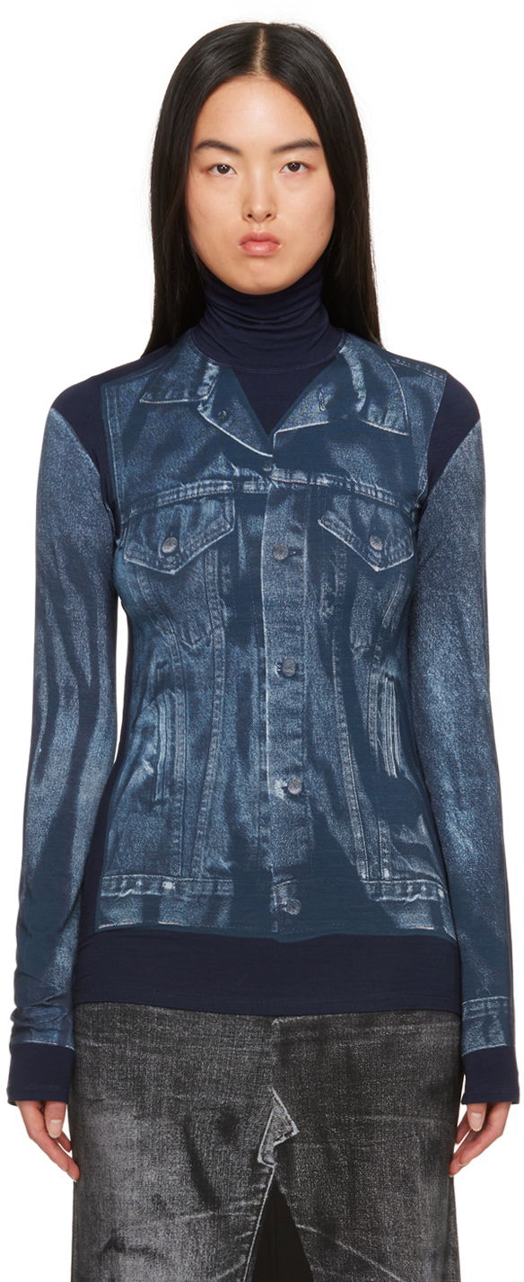 Cветр Jean Paul Gaultier Jean Paul Gaultier Trompe L'œil Turtleneck Top Синій | 23/15-U-TO103-J530-5950