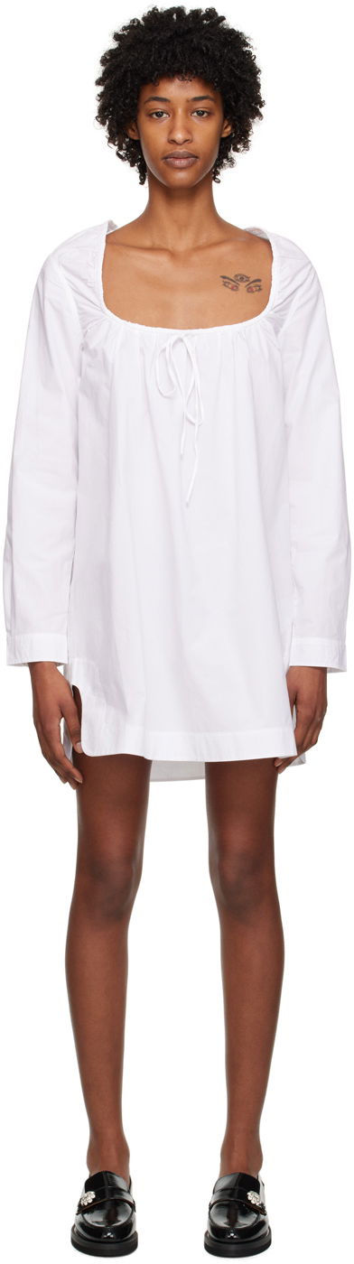плаття GANNI GANNI Square Neck Minidress білий | F7707