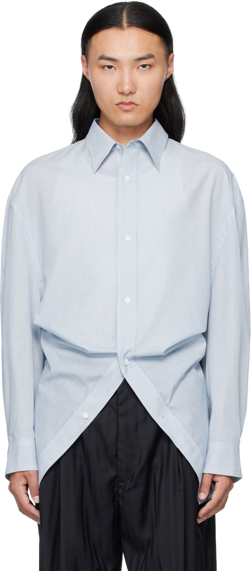Сорочка HED MAYNER Hed Mayner Modified Shirt Синій | HMMB60013A-HB166