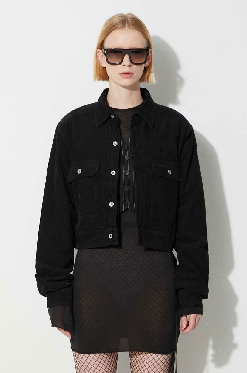 Куртка Rick Owens Black Cropped Corduroy Jacket чорний | DS02C5702.MC
