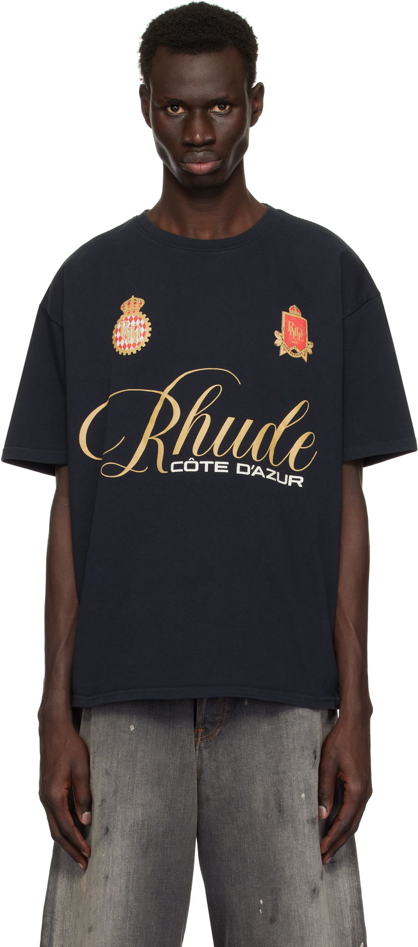 Футболка Rhude Rhude Script Crest T-Shirt темно-синій | RHPS25TT07012