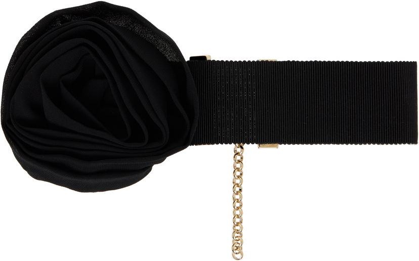 Ремені Blumarine Blumarine Grosgrain Rose Choker with Gold Chain чорний | P522W332A