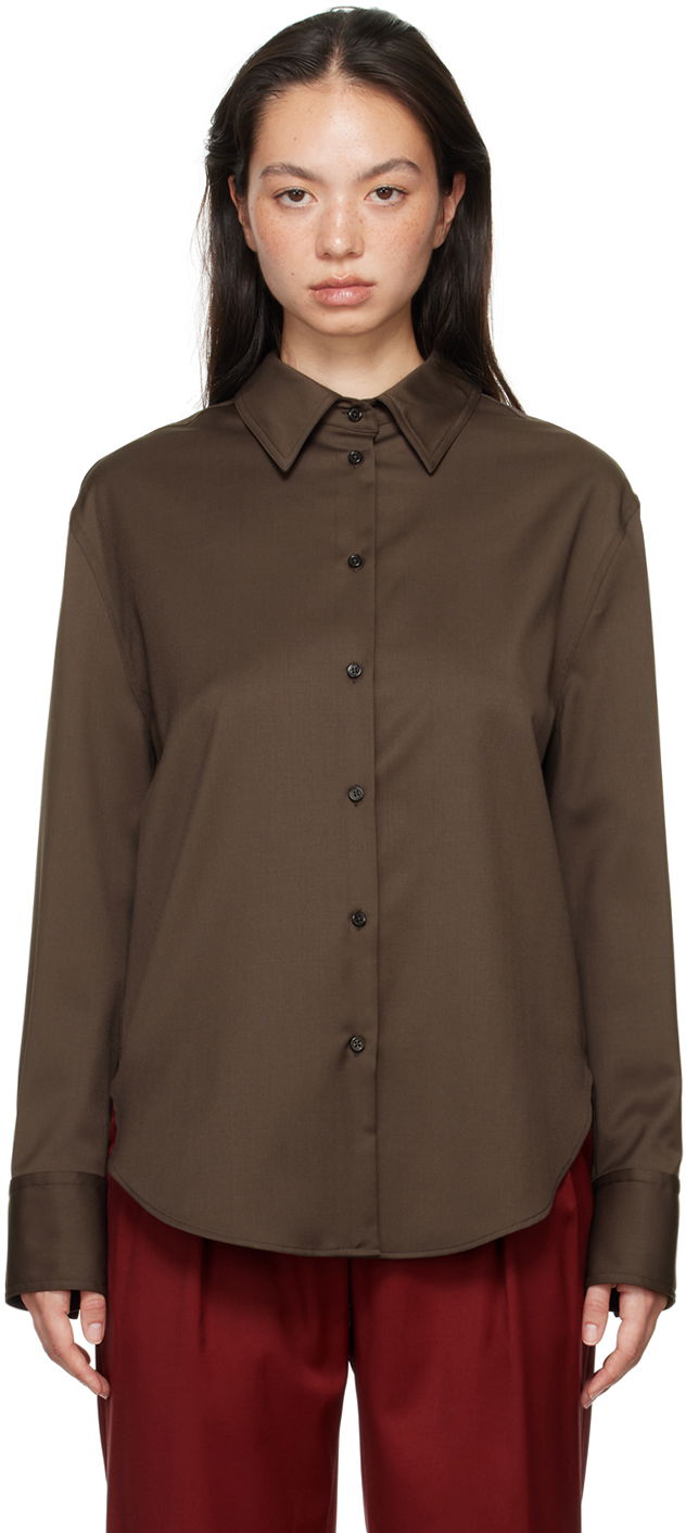 Сорочка Loulou de Saison Loulou de Saison Eliana Long Sleeve Shirt Коричневий | ELIANA