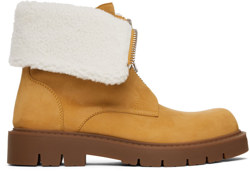 Кросівки та взуття Bottega Veneta Bottega Veneta Haddock Shearling Trim Ankle Boots Жовтий | 796712 V3J01