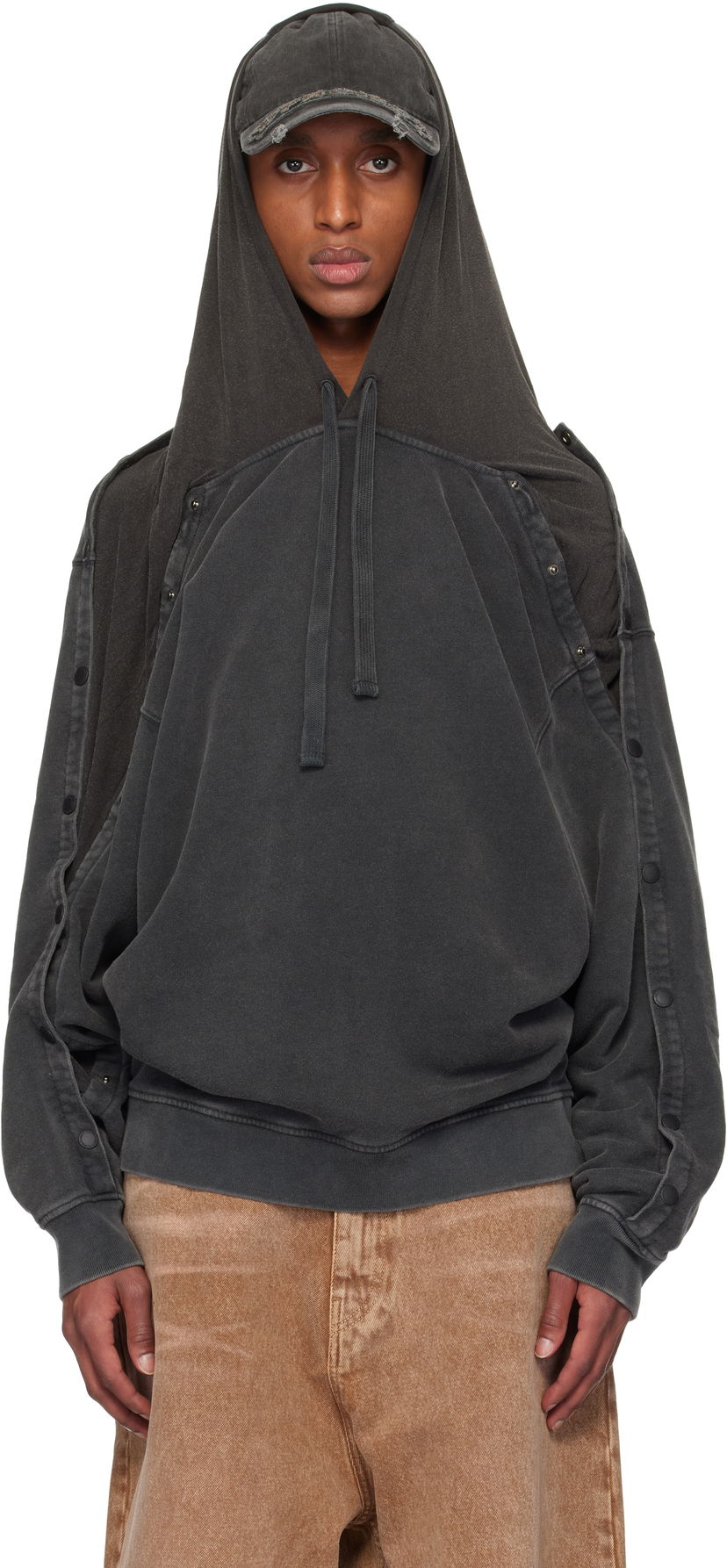 Світшоти Y/PROJECT Snap Insert Hoodie чорний | 204SH005