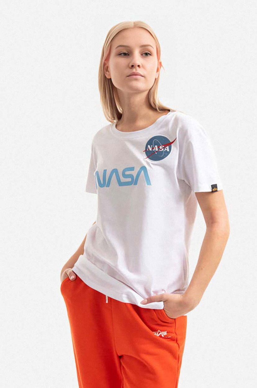 Футболка Alpha Industries Cotton T-shirt NASA PM білий | 198053.574