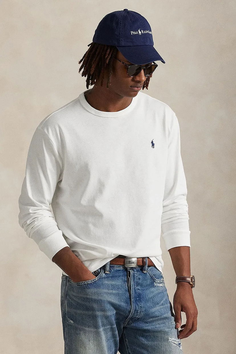 Футболка Polo by Ralph Lauren Polo Ralph Lauren Long Sleeve T-Shirt білий | 710970697