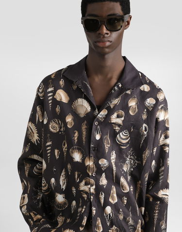 Сорочка Dolce & Gabbana Dolce & Gabbana Oversized Linen Canvas Shell-Print Shirt чорний | G5NK0TFP4NSHM5PI, 3