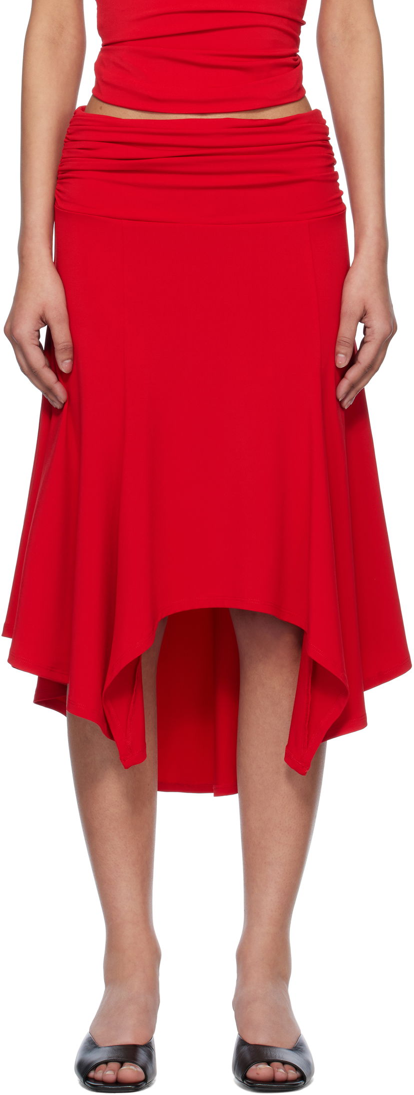 Спідниця GUIZIO Guizio Soffiano High-Low Midi Skirt Червоний | S25328K012